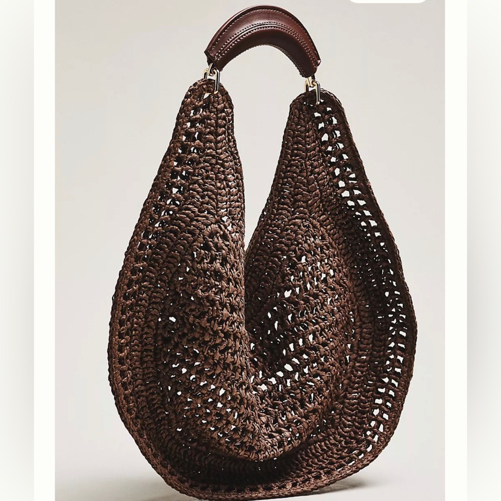 Urban Expressions Camden Brown Raffia Straw Hobo Shoulder Bag Summer Tote Medium - Picture 5 of 7